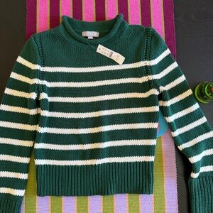 J.Crew Heritage Cotton Rollneck Sweater in Stripe NWT XXS
